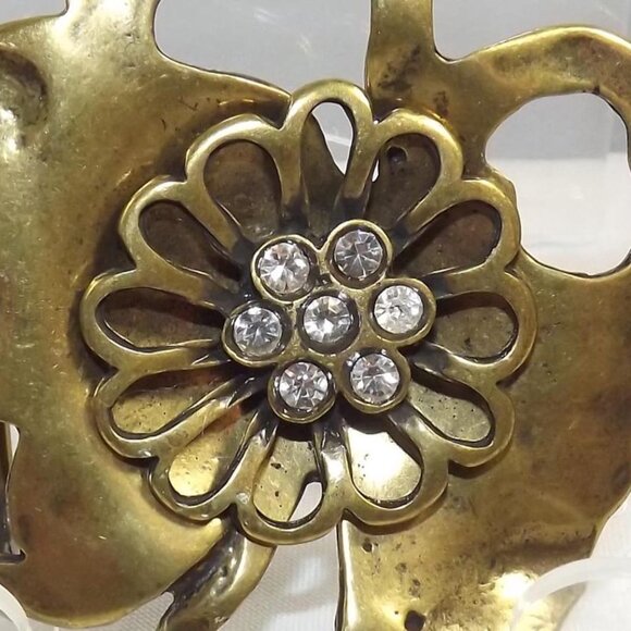 Ornate Floral Belt Buckle with Cut Outs and Rhinestones - Picture 8 of 8